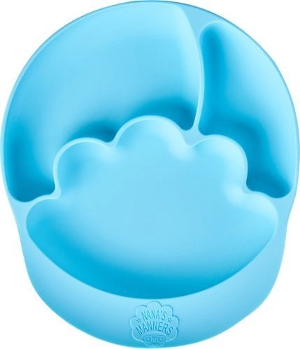 Silicone plate with suction cup blue